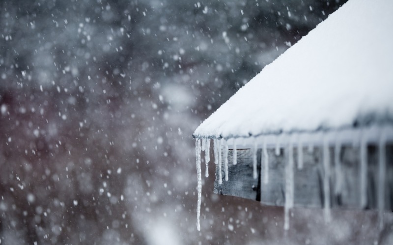 Ice and snow on rooftop