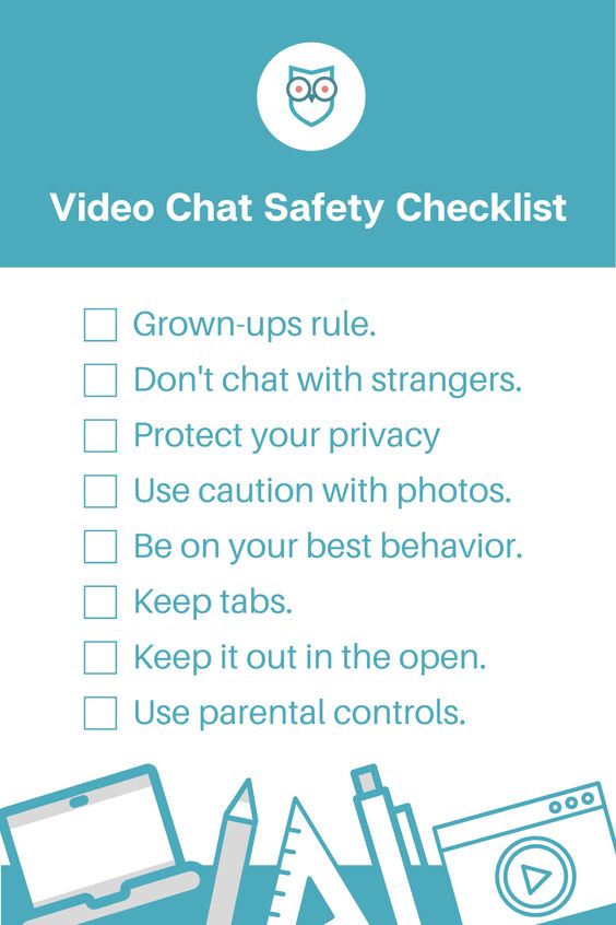 video chat safety illustrated checklist