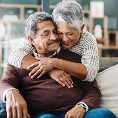 older couple hugging