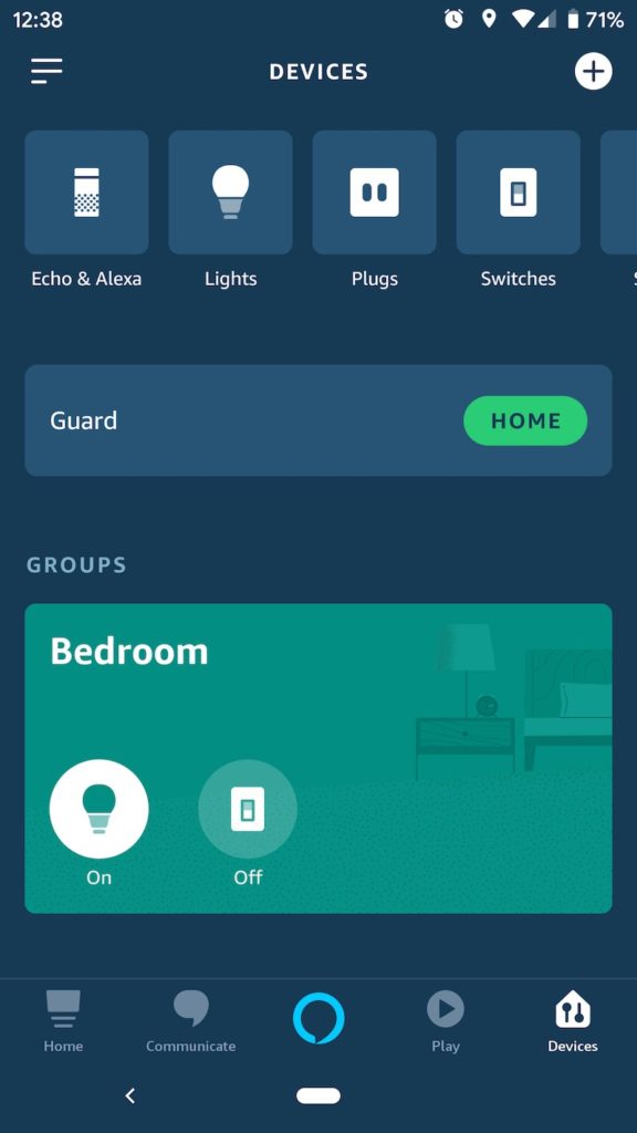 Amazon Alexa app smart device list