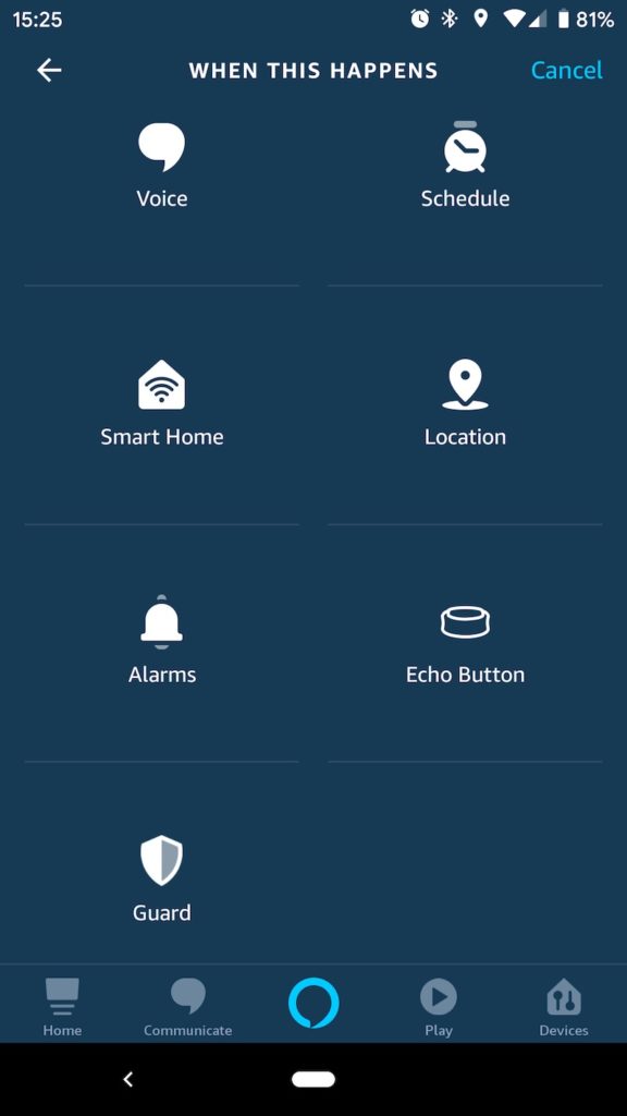 Amazon Alexa new routine, step 2