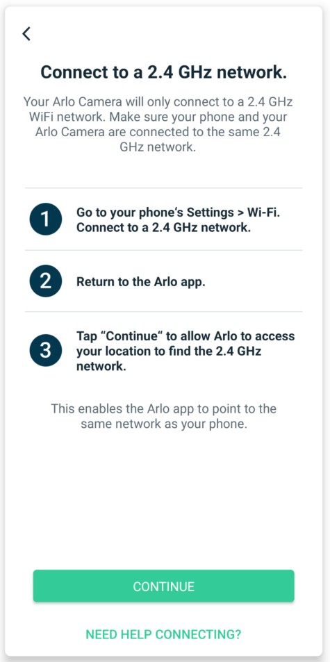 Arlo App Wi-Fi Disclaimer