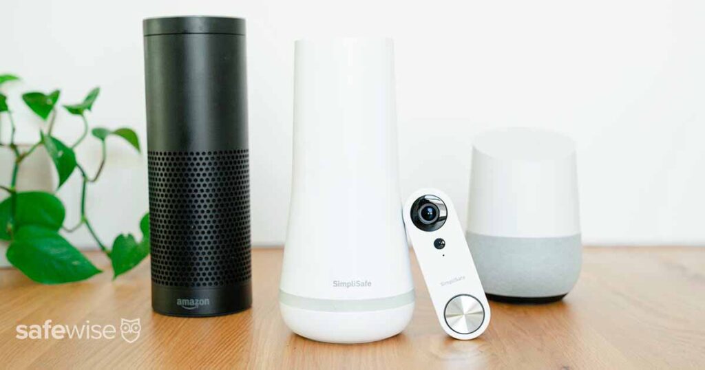 simplisafe and alexa equipment on display