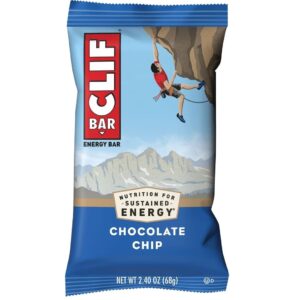 image of CLIF protein bar in blue and red packaging