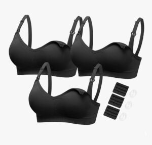 three black nursing bras