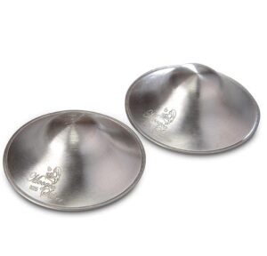 a pair of silver moogco nipple shields