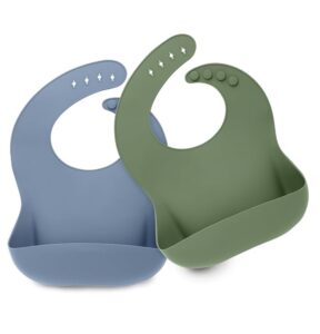 Green and blue silicone bibs