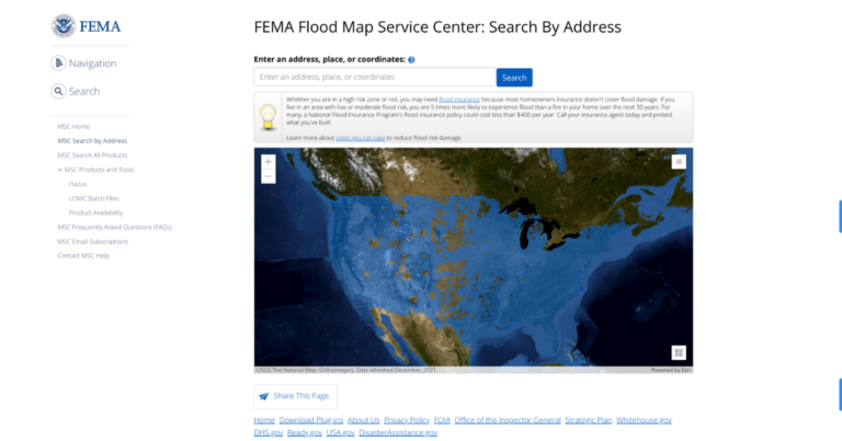 FEMA flood map screenshot
