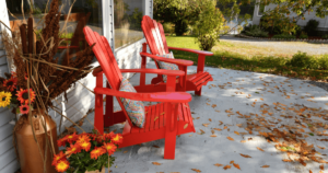 Fall porch scene with two chairs