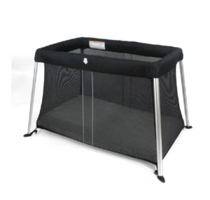 The 4baby liteway travel cot, a black foldable cot