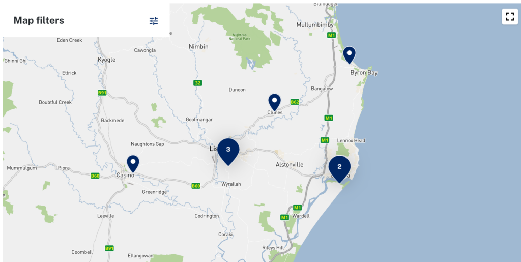 map of nearby car restraint fitters in the northern rivers