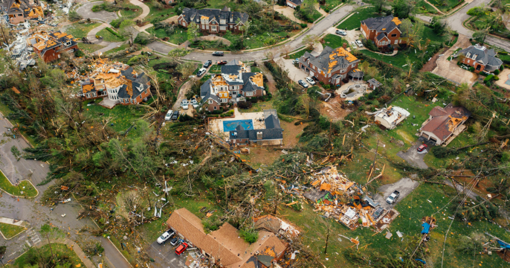 Neighborhood leveled by tornado