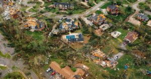 Neighborhood leveled by tornado