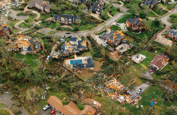 Neighborhood leveled by tornado