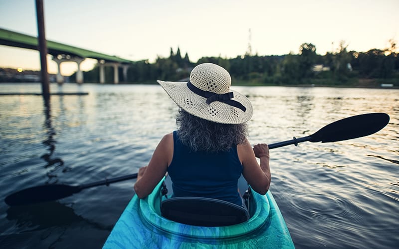 senior woman kayaking